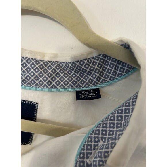 Tommy bahama White Linen Blend Button Down Shirt Long Sleeve EUC mens XL - Picture 4 of 11